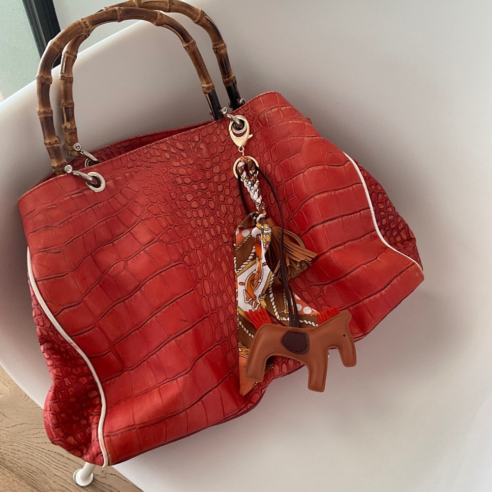 Genuine embossed leather tote